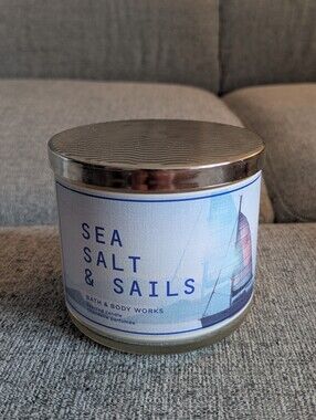 Bath & Body Works Sea Salt & Sails Candle - Blue, White, Silver